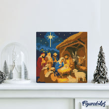Charger l'image dans la galerie, Mini Diamond Painting 25x25cm - Crèche de Noël