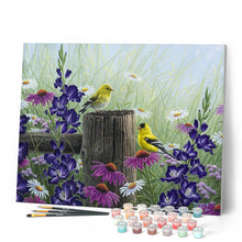 Charger l'image dans la galerie, Peinture par numéros Couple de Chardonneret | Figured'Art intermédiaire animaux oiseaux fleurs nouveautés