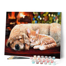 Charger l'image dans la galerie, Peinture par numéros Sieste entre amis | Figured'Art facile animaux chiens chats nouveautés