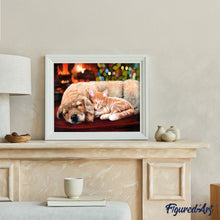Charger l'image dans la galerie, Peinture par numéros Sieste entre amis | Figured'Art facile animaux chiens chats nouveautés