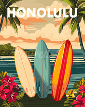 Charger l'image dans la galerie, Peinture par numéros Figured'Art Affiche de voyage Honolulu