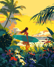 Charger l'image dans la galerie, Peinture par numéros Figured'Art Surfeuse au coucher du soleil