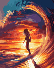 Charger l'image dans la galerie, Peinture par numéros Figured'Art Surfeuse et la grande vague