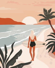 Charger l'image dans la galerie, Peinture par numéros Figured'Art Promenade sur la plage au coucher du soleil