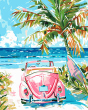 Charger l'image dans la galerie, Peinture par numéros Figured'Art Voiture rose près de la mer