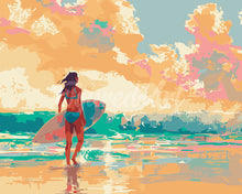 Charger l'image dans la galerie, Peinture par numéros Figured'Art Surfeuse à l'aube
