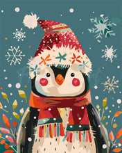 Charger l'image dans la galerie, Peinture par numéros Figured'Art Petit Pingouin de Noël
