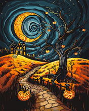 Charger l'image dans la galerie, Peinture par numéros Figured'Art Sentier effrayant au clair de Lune