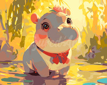 Charger l'image dans la galerie, Peinture par numéros Figured'Art Bébé Hippopotame heureux