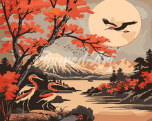 Charger l'image dans la galerie, Peinture par numéros Figured'Art Grues et Vue sur le Mont Fuji