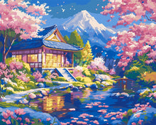 Charger l'image dans la galerie, Peinture par numéros Figured'Art Maison et Cerisiers en Fleurs près de l’Étang