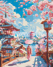 Charger l'image dans la galerie, Peinture par numéros Figured'Art Rue des Cerisiers en Fleurs à Kyoto