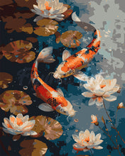 Charger l'image dans la galerie, Peinture par numéros Figured'Art Carpe Koï Vintage et Fleurs
