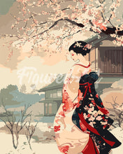 Charger l'image dans la galerie, Peinture par numéros Figured'Art Scène Vintage d’une Geisha en Hiver