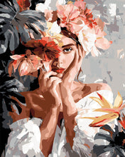 Charger l'image dans la galerie, Peinture par numéros Figured'Art Portrait de jeune fille fleurie