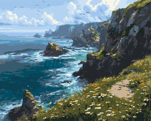 Charger l'image dans la galerie, Peinture par numéros Figured'Art Prairie Fleurie en Bord de Falaise