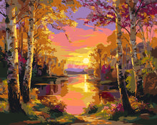 Charger l'image dans la galerie, Peinture par numéros Figured'Art Lac aux Bouleaux Éclatants