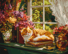 Charger l'image dans la galerie, Peinture par numéros Figured'Art Fenêtre cosy et Chat