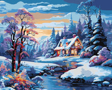 Charger l'image dans la galerie, Peinture par numéros Figured'Art Cottage de la Rivière en Hiver