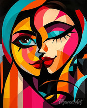 Charger l'image dans la galerie, Peinture par numéros Figured'Art Deux Femmes Abstraites Éclatantes