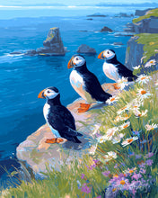 Charger l'image dans la galerie, Peinture par numéros Figured'Art Macareux sur les falaises océaniques