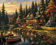 Charger l'image dans la galerie, Peinture par numéros Figured'Art Chalet au Bord du Lac en Automne