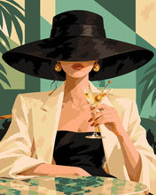Charger l'image dans la galerie, Peinture par numéros Figured'Art Portrait glamour au chapeau noir