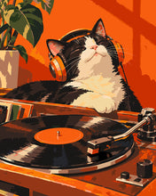 Charger l'image dans la galerie, Peinture par numéros Figured'Art Chat rétro et vinyle