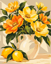 Charger l'image dans la galerie, Peinture par numéros Figured'Art Citrons et fleurs dorées