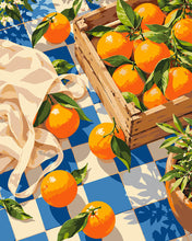 Charger l'image dans la galerie, Peinture par numéros Figured'Art Oranges sur nappe à carreaux