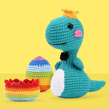 Charger l'image dans la galerie, Kit Amigurumi Crochet - Roi Dino et Œuf Arc-en-ciel Figured'Art