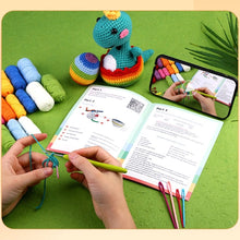 Charger l'image dans la galerie, Kit Amigurumi Crochet - Roi Dino et Œuf Arc-en-ciel