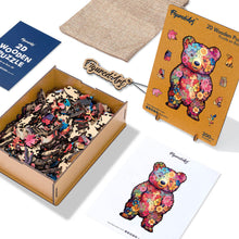 Charger l'image dans la galerie, Puzzle en Bois Adulte - Ours en Peluche floral