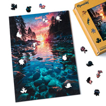 Charger l'image dans la galerie, Puzzle en Bois Adulte - Coucher de soleil et Rivière transparente