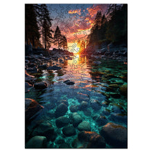 Charger l'image dans la galerie, Puzzle en Bois Adulte - Coucher de soleil et Rivière transparente
