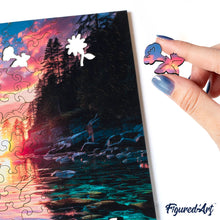 Charger l'image dans la galerie, Puzzle en Bois Adulte - Coucher de soleil et Rivière transparente
