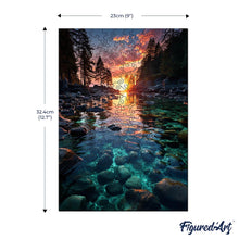 Charger l'image dans la galerie, Puzzle en Bois Adulte - Coucher de soleil et Rivière transparente
