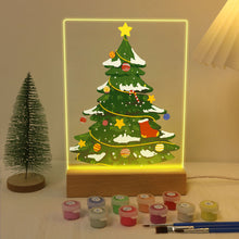 Charger l'image dans la galerie, Peinture par numéros - Support en bois avec Lumière LED 15x20cm - Sapin de Noël