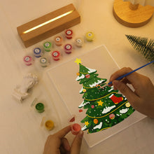 Charger l'image dans la galerie, Peinture par numéros - Support en bois avec Lumière LED 15x20cm - Sapin de Noël