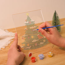 Charger l'image dans la galerie, Peinture par numéros - Support en bois avec Lumière LED 15x20cm - Sapin de Noël