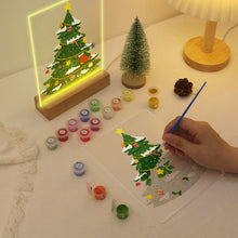 Charger l'image dans la galerie, Peinture par numéros - Support en bois avec Lumière LED 15x20cm - Sapin de Noël