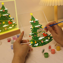 Charger l'image dans la galerie, Peinture par numéros - Support en bois avec Lumière LED 15x20cm - Sapin de Noël
