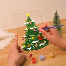 Charger l'image dans la galerie, Peinture par numéros - Support en bois avec Lumière LED 15x20cm - Sapin de Noël