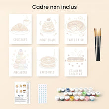 Charger l'image dans la galerie, Mini Peinture par numéros 15x20cm (6 pièces) - Pâtisseries Françaises