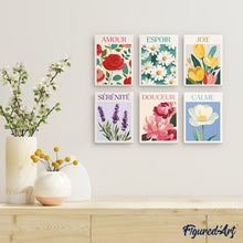 Charger l'image dans la galerie, Mini Peinture par numéros 15x20cm (6 pièces) - Fleurs de Bonheur