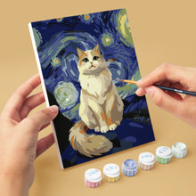 Charger l'image dans la galerie, Mini Peinture par numéros 15x20cm (6 pièces) - Chats Nuit Étoilée