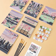 Charger l'image dans la galerie, Mini Peinture par numéros 15x20cm (6 pièces) - Printemps à Tokyo