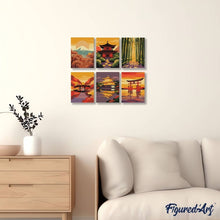 Charger l'image dans la galerie, Mini Peinture par numéros 15x20cm (6 pièces) - Coucher de Soleil au Japon