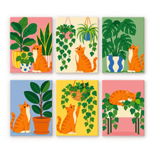 Charger l'image dans la galerie, Mini Série Peinture par Numéros 15x20cm (6 pièces) - Chats et Plantes d’Intérieur Figured'Art