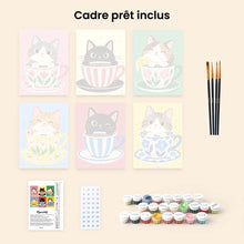 Charger l'image dans la galerie, Mini Série Peinture par Numéros 15x20cm (6 pièces) - Chats dans des Tasses de Thé